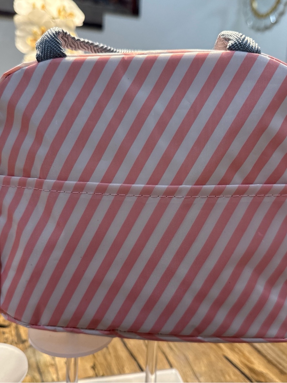 Kids Pink Diagonal-Stripe small insulated lunch bag